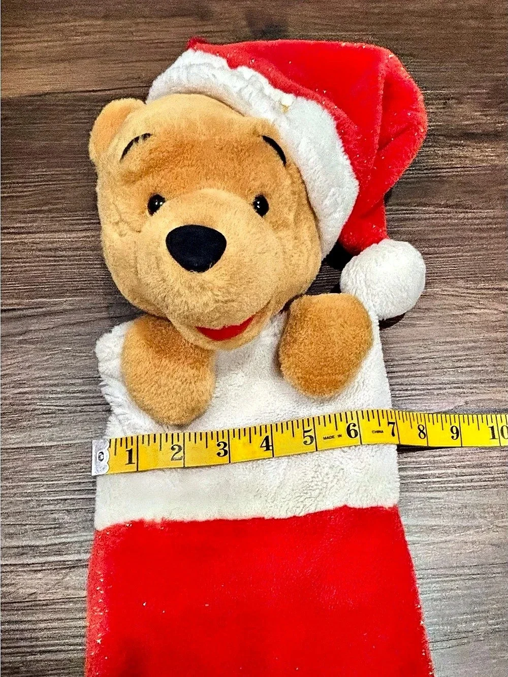 Vintage 90s Disney Winnie the Pooh 3D plush Large Christmas Stocking 24”
